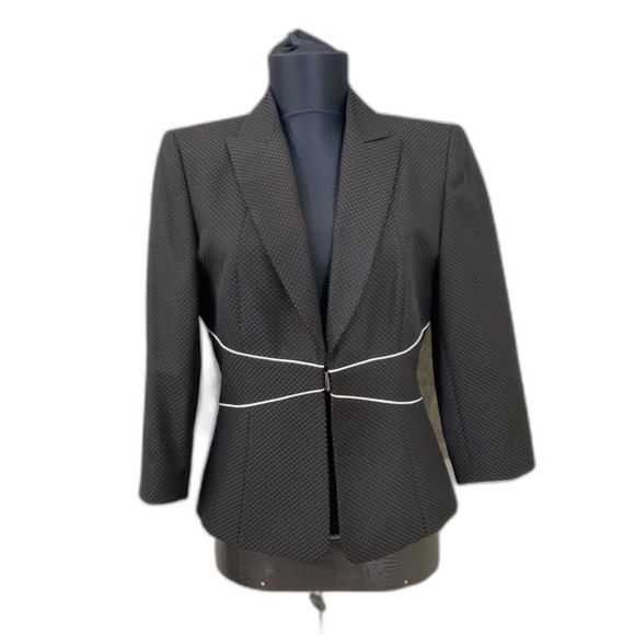 Tahari Arthur S. Levine Blazer Jacket Size 6 Black / white Career Business - Picture 1 of 12